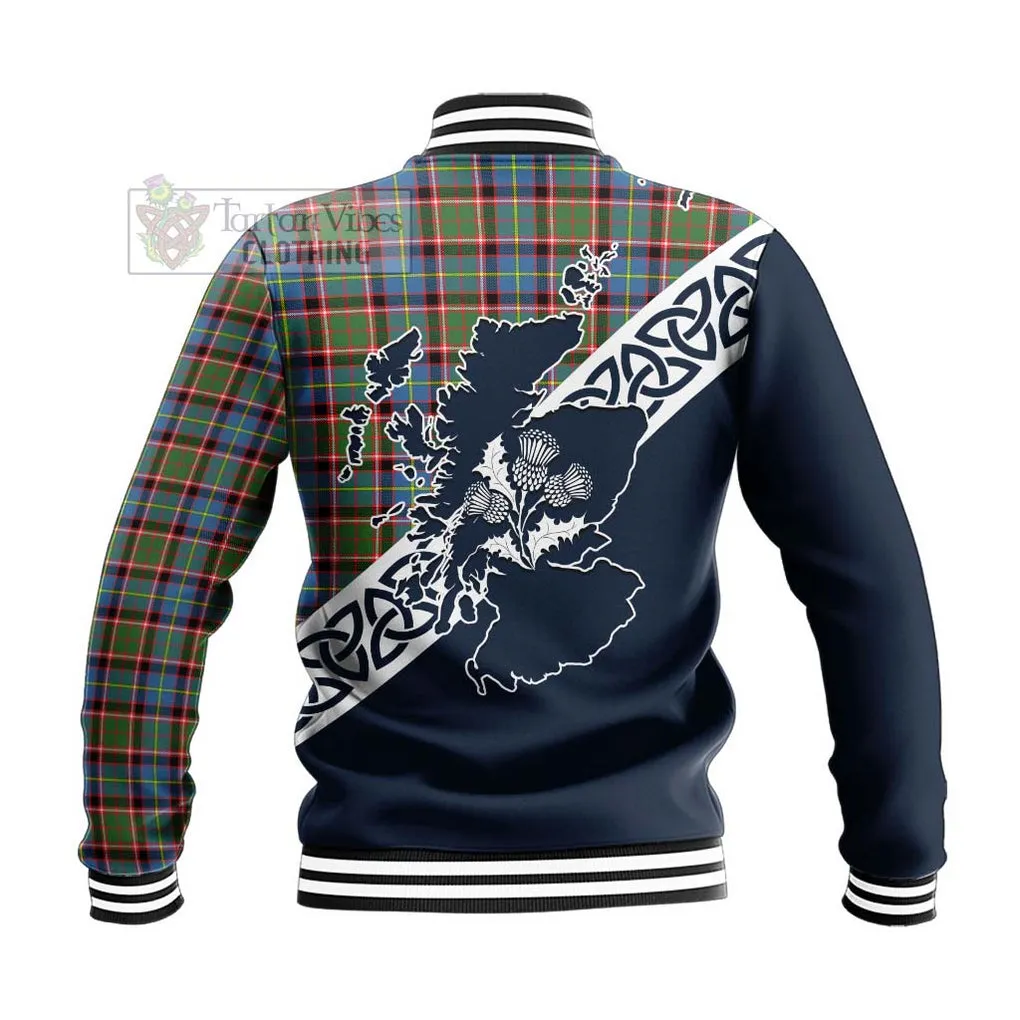 Aikenhead Tartan Baseball Jacket Featuring Thistle and Scotland Map