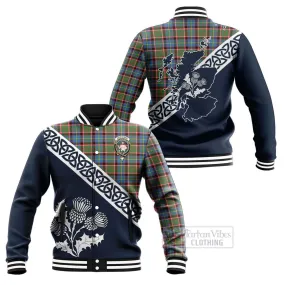 Aikenhead Tartan Baseball Jacket Featuring Thistle and Scotland Map