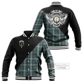 Alexander of Menstry Hunting Tartan Baseball Jacket with Family Crest and Military Logo Style