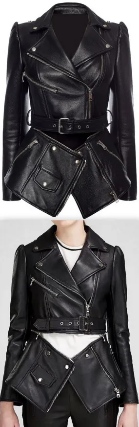 Black Zip Faux-Leather Detachable Jacket