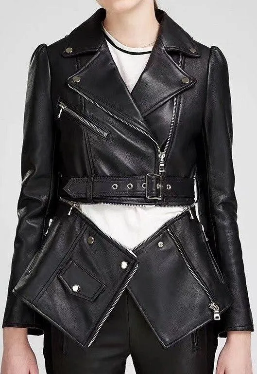 Black Zip Faux-Leather Detachable Jacket
