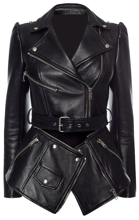 Black Zip Faux-Leather Detachable Jacket