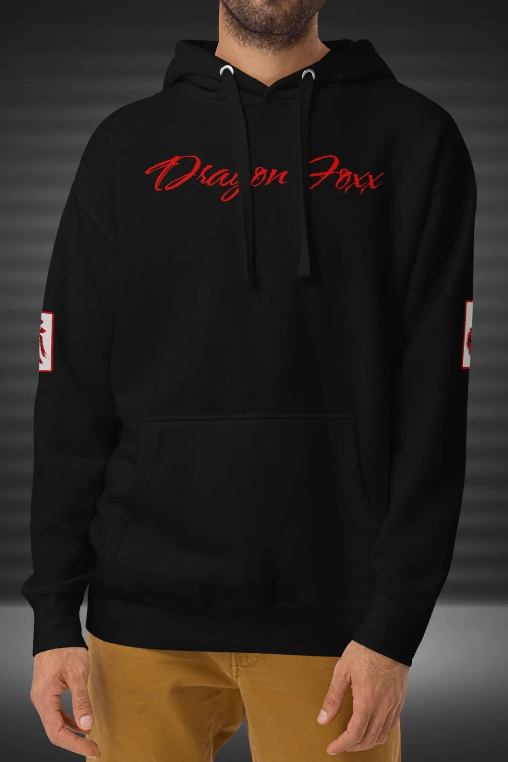 Crimson Drake - Dragon Foxx™ Men's Black Hoodie