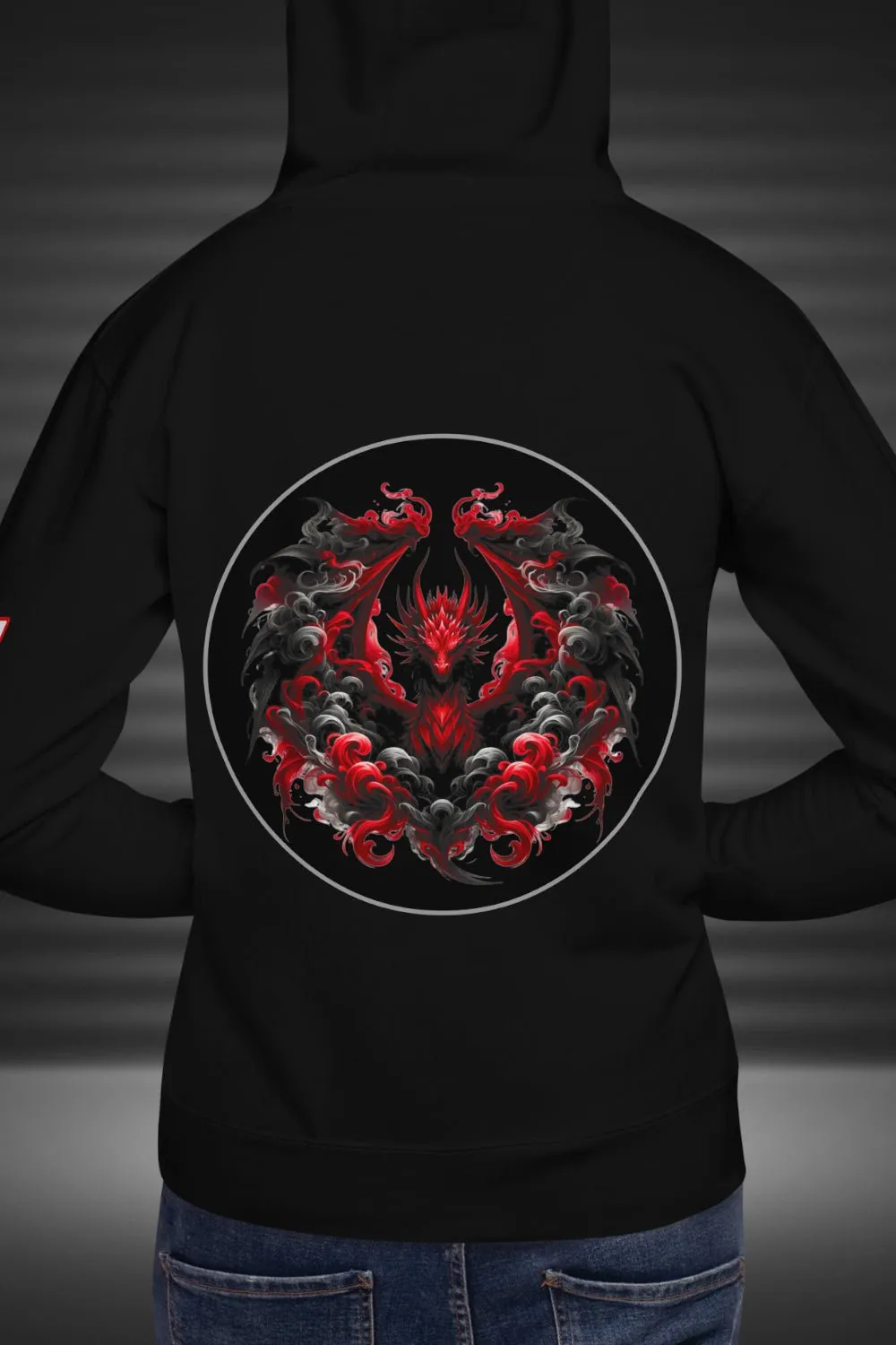 Crimson Drake - Dragon Foxx™ Men's Black Hoodie