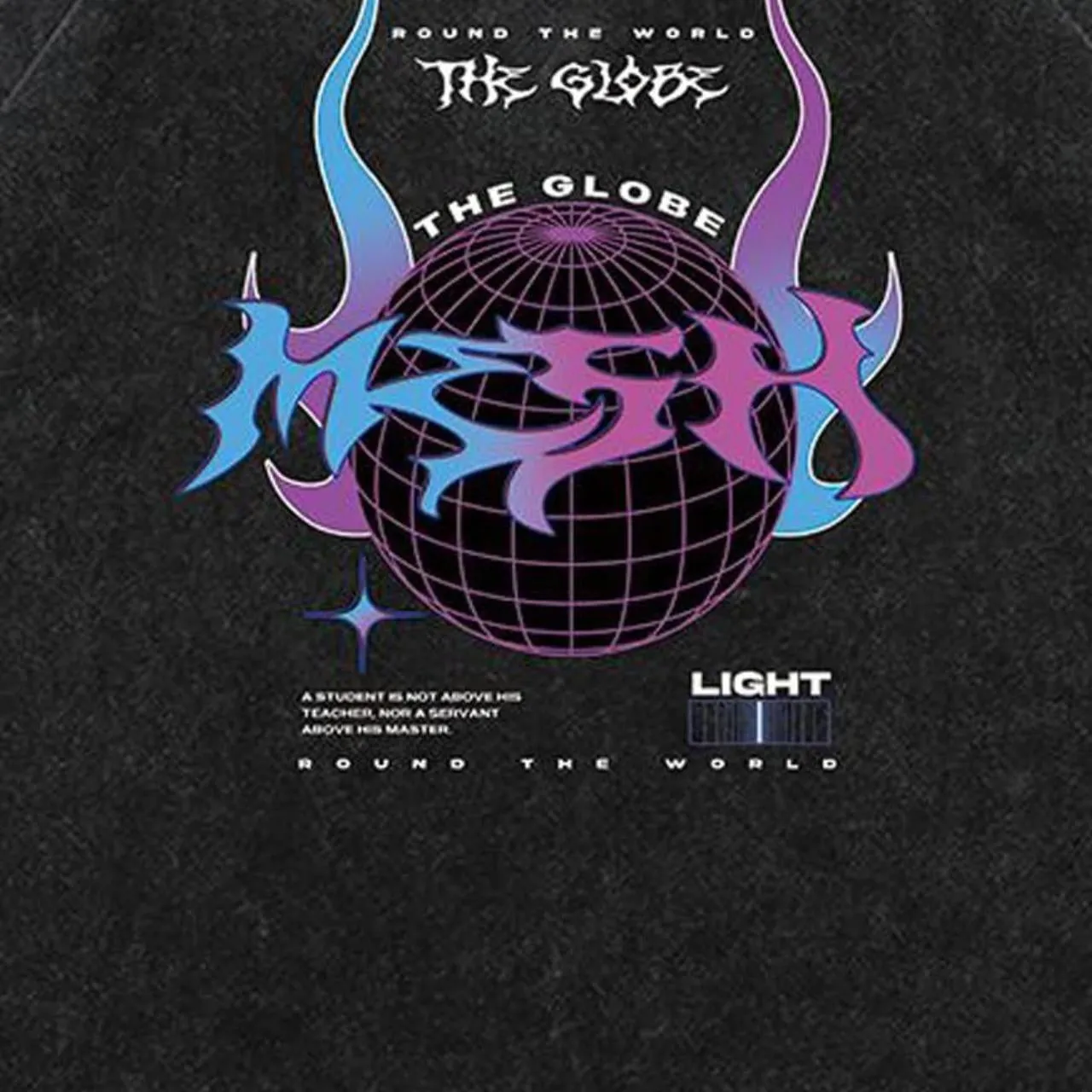 Cyberpunk tshirt globe print top vintage wash retro rave tee