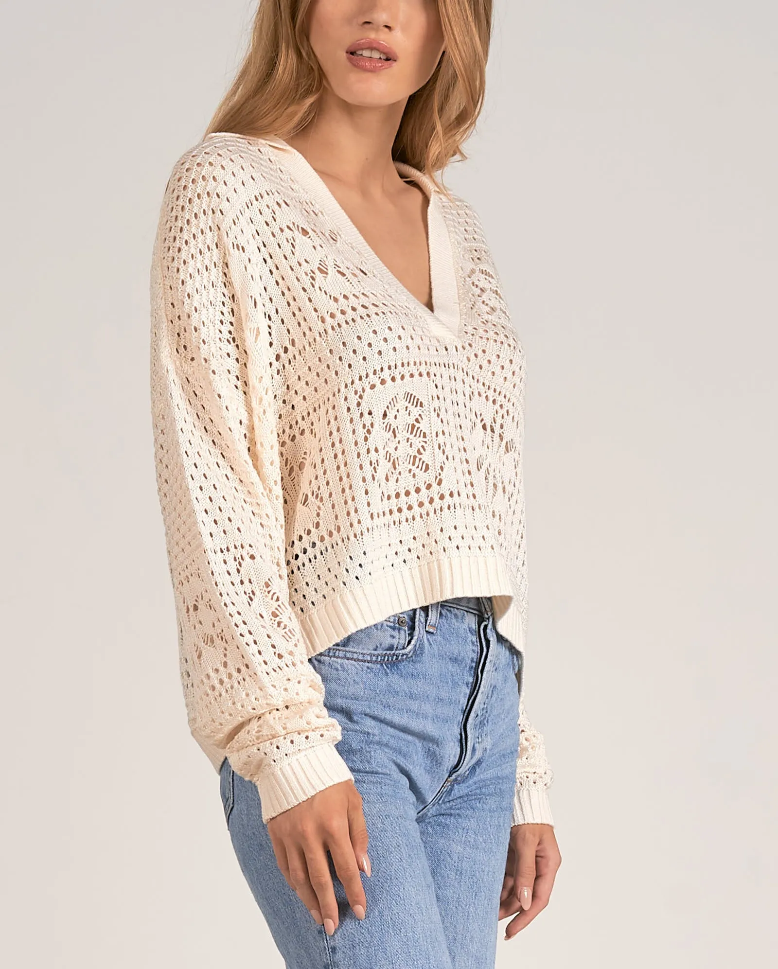 Elan Knit Open Collar Sweater