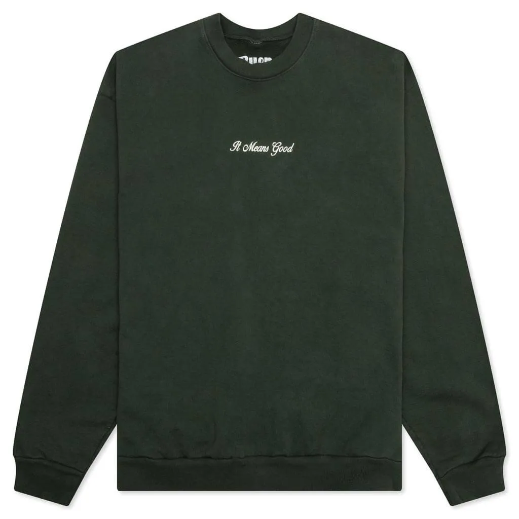 Embroidery Script Logo Crewneck - Forest Green