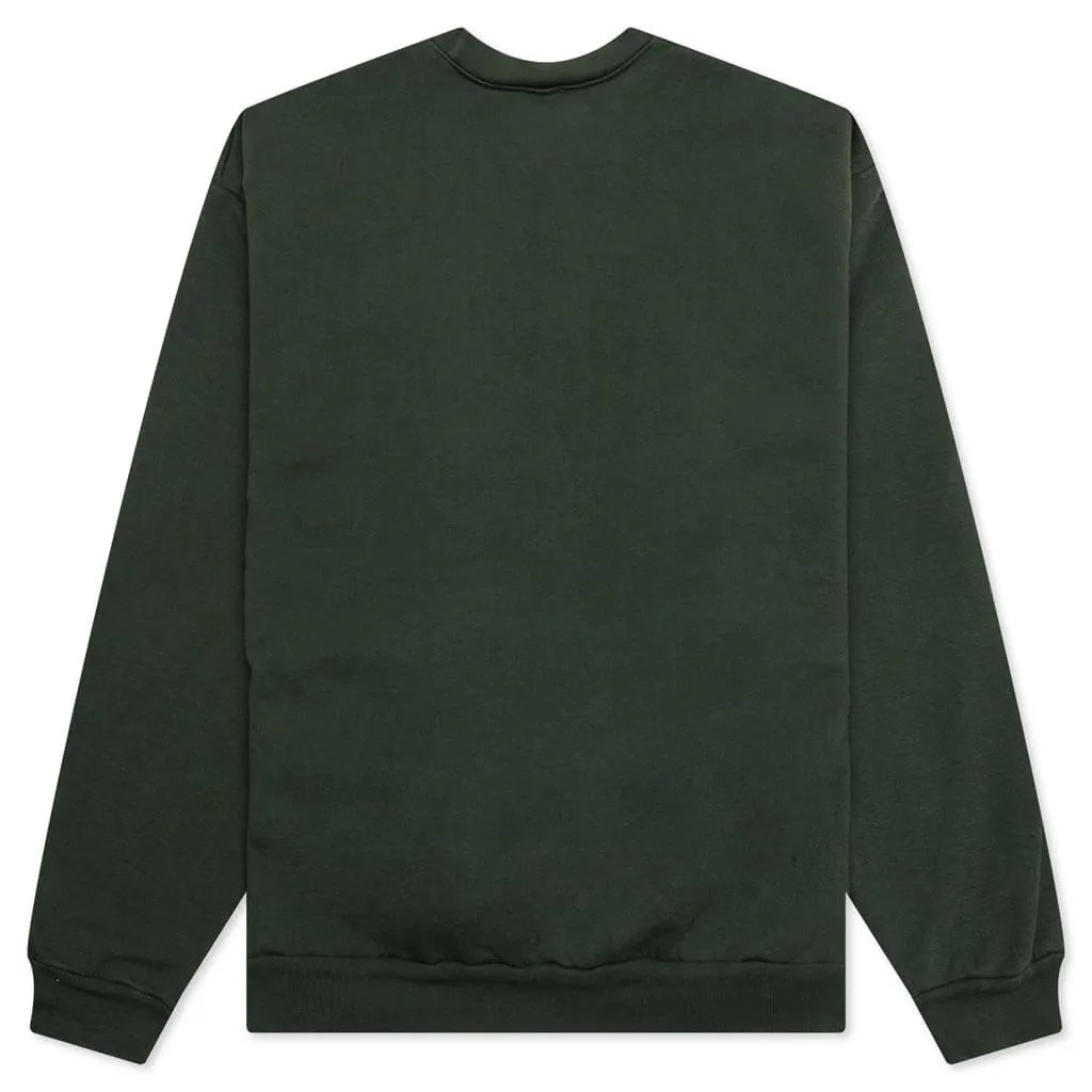 Embroidery Script Logo Crewneck - Forest Green