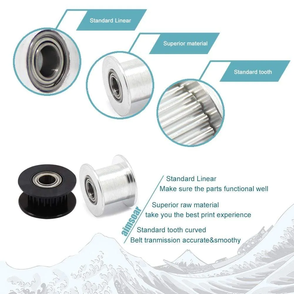 gt2 timing belt pulley 6mm 10mm bandwidth 16 teeth  20 teeth tooth tensioner bore 3mm 4mm 5mm inner hole roller MXL pulley