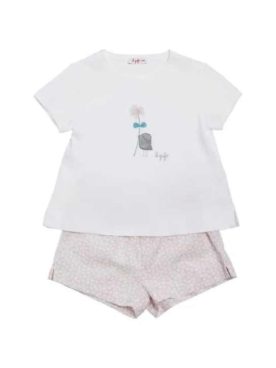 Il Gufo   Cotton jersey t-shirt &amp; poplin shorts 