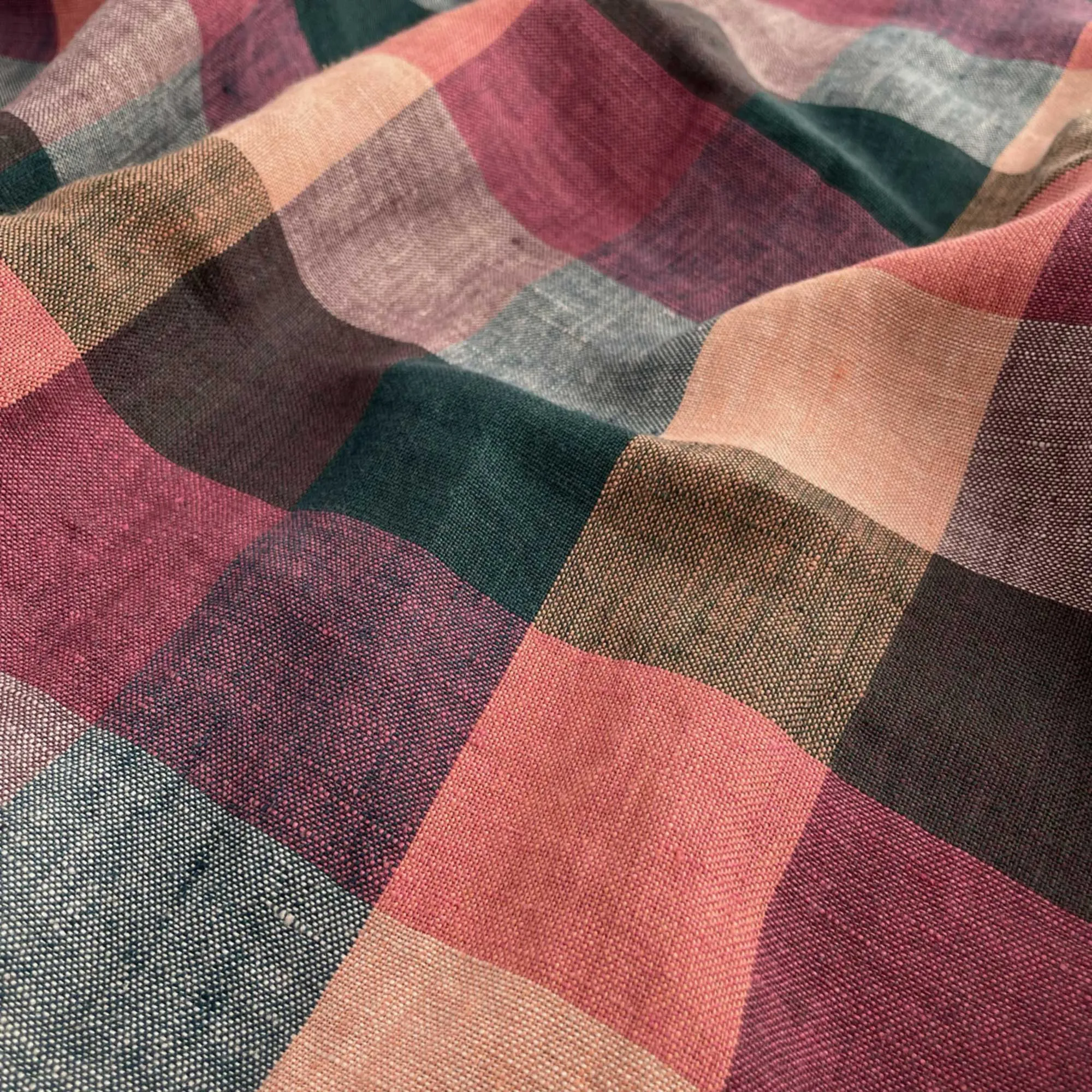 Optimized title: Premium Louisiana Laundered Linen Check Fabric - High-quality for all your Fabric needs