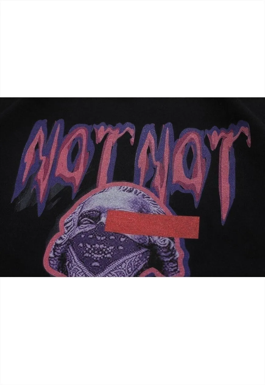 Money print t-shirt American dollar tee balaclava top White